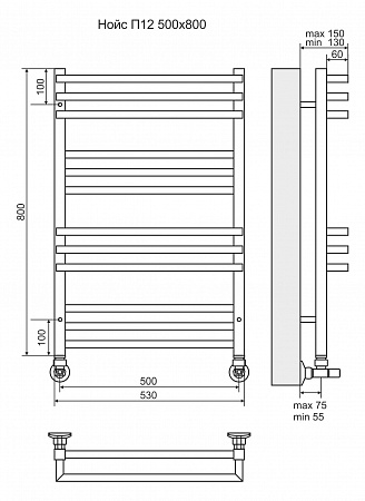 Нойс П12 500х800 Полотенцесушитель  TERMINUS Ярославль - фото 3