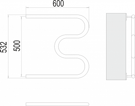 М-обр AISI 32х2 500х600 Полотенцесушитель  TERMINUS Ярославль - фото 3
