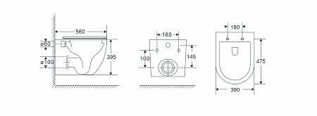 Подвесной унитаз безободковый Terminus Енисей Monolit 560х390 белый Ярославль - фото 8