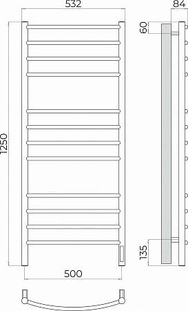 Классик П12 500х1250 Электро (quick touch) Полотенцесушитель TERMINUS Ярославль - фото 3