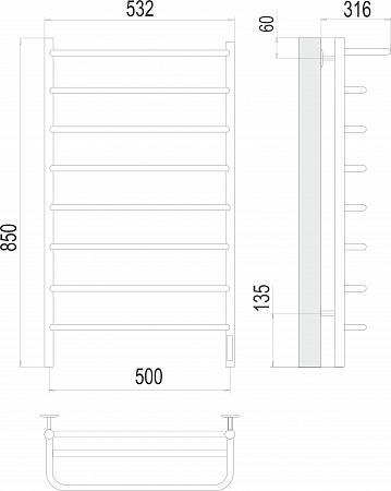 Полка П8 500х850 Электро (quick touch) Полотенцесушитель  TERMINUS Ярославль - фото 3