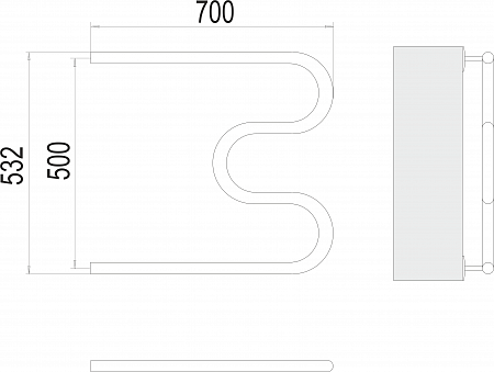 М-обр AISI 32х2 500х700 Полотенцесушитель  TERMINUS Ярославль - фото 3