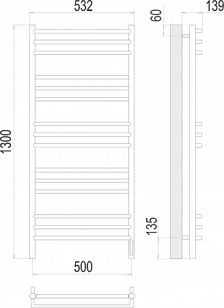 Прато П15 500х1300 электро (sensor quick touch) Полотенцесушитель  TERMINUS Ярославль - фото 3