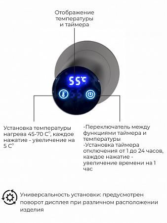 Рондо П2 350х760 электро Полотенцесушитель TERMINUS Оружейная сталь Ярославль - фото 5