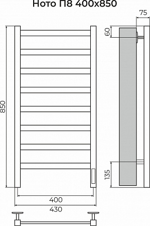 Ното П8 400х850 Электро (quick touch) Полотенцесушитель TERMINUS Ярославль - фото 3