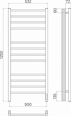 Аврора П12 500х1250 Электро (quick touch) Полотенцесушитель TERMINUS Ярославль - фото 3