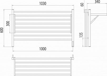 Горизонт П8 1000х600 электро КС ЧЕРНЫЙ МУАР (sensor quick touch) Полотенцесушитель TERMINUS Ярославль - фото 5